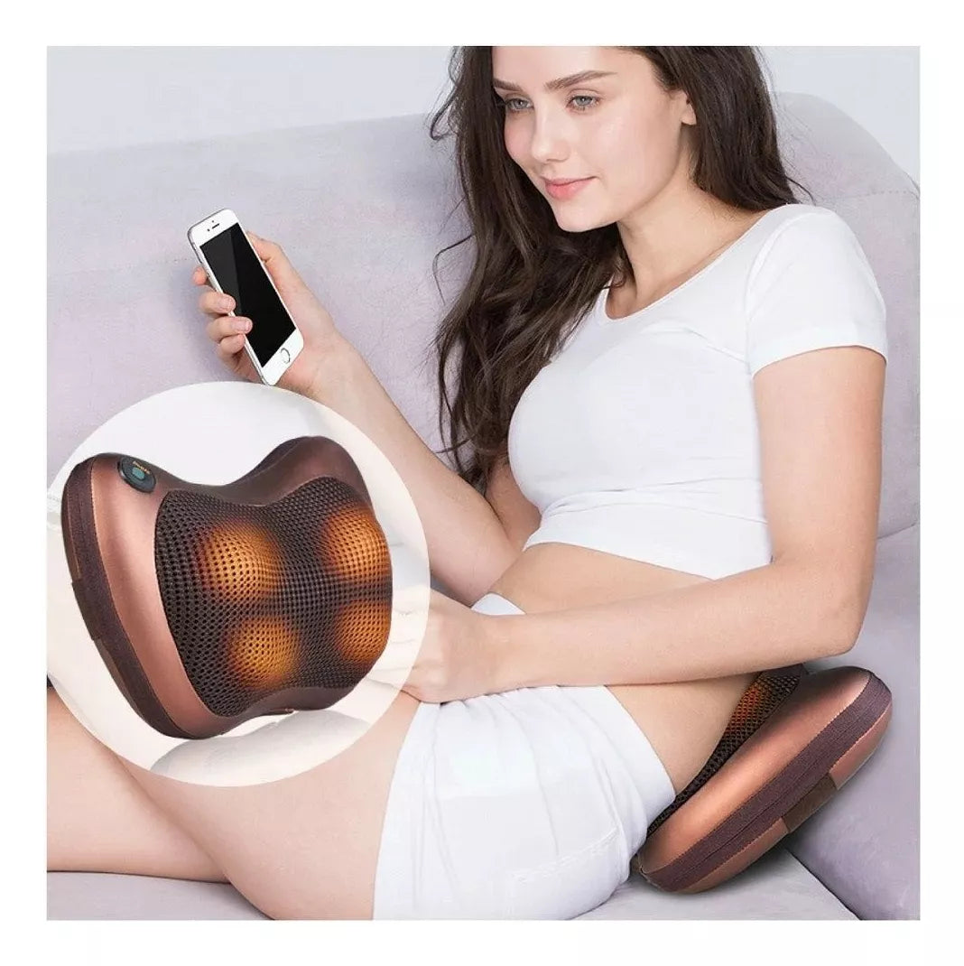 Cojín Masajeador portátil con Calor Infrarrojo-Alivia Cuellos y Espalda